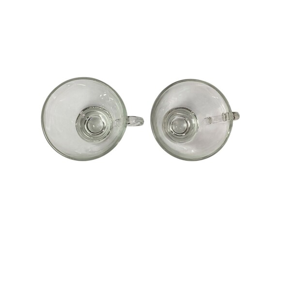 Vintage Glass Tea Cup Espresso Coffee Mug Clear Set Of 2 With Handles 4 oz Each - Picture 5 of 10